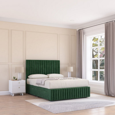 Sloomy Madison Emerald Plush 4Ft Memory Foam Bed Set With 2 Drawers, Mattress & Headboard- Small Double - image 1