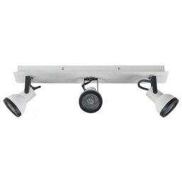 Beliani Three Light Ceiling Lamp White And Black Iron Adjustable Spotlights Rectangular Rail - thumbnail 4