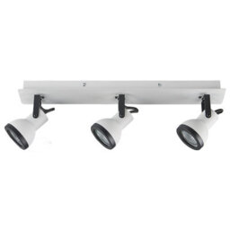 Beliani Three Light Ceiling Lamp White And Black Iron Adjustable Spotlights Rectangular Rail - thumbnail 3