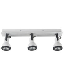Beliani Three Light Ceiling Lamp White And Black Iron Adjustable Spotlights Rectangular Rail - thumbnail 2