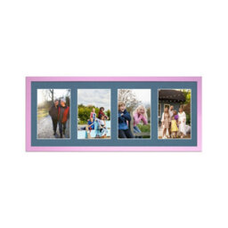 AK Frames 50X20Cm Pastel Pink Sleek Multi Photo Frame With Pompadour Mount - Holds 4 Apertures (4X) 6X4 Photos - thumbnail 1