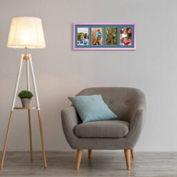 AK Frames 50X20Cm Pastel Pink Sleek Multi Photo Frame With Pompadour Mount - Holds 4 Apertures (4X) 6X4 Photos - thumbnail 3