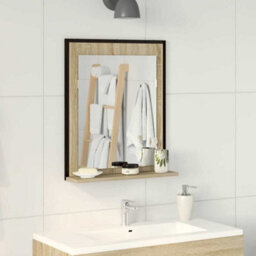 Walplus Bathroom Mirror Black 50 X 12 X 60 Cm Engineered Wood