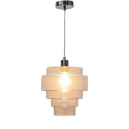 First Choice Lighting Set Of 2 Benson - 5 Tier Clear Glass & Chrome Ceiling Pendant Lights - thumbnail 3