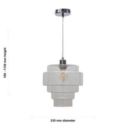 First Choice Lighting Set Of 2 Benson - 5 Tier Clear Glass & Chrome Ceiling Pendant Lights - thumbnail 6