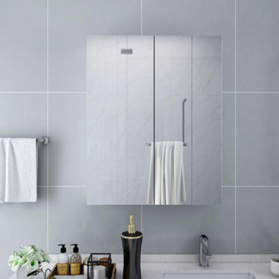 Berkfield Bathroom Mirror Cabinet White 60X15X75 Cm Mdf - image 1