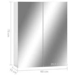 Berkfield Bathroom Mirror Cabinet White 60X15X75 Cm Mdf - thumbnail 6