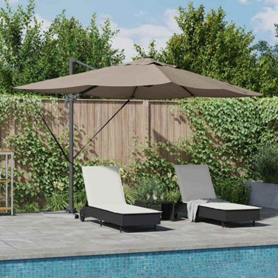 Berkfield Cantilever Roma Parasol With Leds Taupe 352X251X265 Cm Aluminium - image 1
