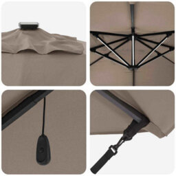 Berkfield Cantilever Roma Parasol With Leds Taupe 352X251X265 Cm Aluminium - thumbnail 8