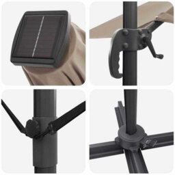 Berkfield Cantilever Roma Parasol With Leds Taupe 352X251X265 Cm Aluminium - thumbnail 9