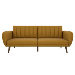 Novogratz Dorel Home Brittany Sofa Bed In Linen Look Mustard - thumbnail 1