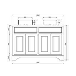 Homestylestore 1210mm Antique White And Oak Bathroom Vanity Unit With Square Countertop Basins And Chrome Round Handles - thumbnail 5