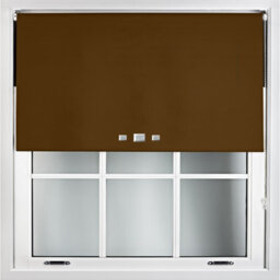 Furnished Blackout Roller Blinds With Triple Square Eyelets And Metal Fittings- Brown Trimmable (W)215Cm (L)165Cm - thumbnail 1