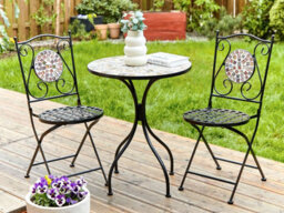 Beliani Bistro Set Folding Casario Metal Black - thumbnail 2