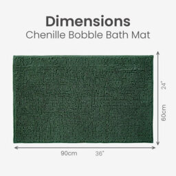 Allure Bath Fashions Chenille Bobble Bath Mat Non Slip 60 X 90Cm - Dark Green - thumbnail 6