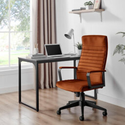 Furniturebox Centro Orange Velvet Office Chair - Computer Desk Chair - Home Office Chair - Home Desk Chair - 2 Year Warranty
