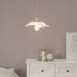 Valuelights Cassia Gold Hanging Pendant Ceiling Light With Clear Glass Flower Shade - Led Bulb Included - thumbnail 5