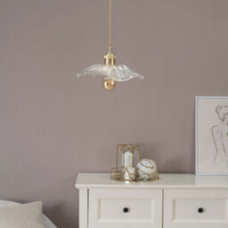 Valuelights Cassia Gold Hanging Pendant Ceiling Light With Clear Glass Flower Shade - Led Bulb Included - thumbnail 4