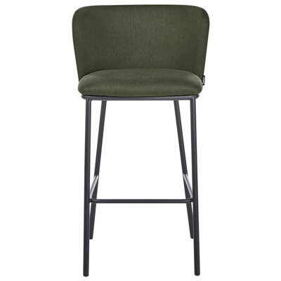 Wyld And Coco Primehome Set Of 2 Modern Dark Green Bar Chairs With Curved Back And Footrest - image 1