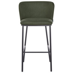 Wyld And Coco Primehome Set Of 2 Modern Dark Green Bar Chairs With Curved Back And Footrest - thumbnail 1