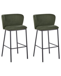 Wyld And Coco Primehome Set Of 2 Modern Dark Green Bar Chairs With Curved Back And Footrest - thumbnail 3