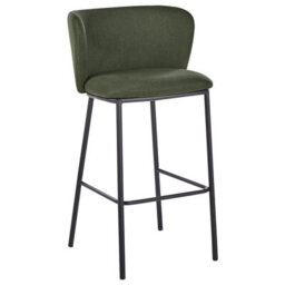 Wyld And Coco Primehome Set Of 2 Modern Dark Green Bar Chairs With Curved Back And Footrest - thumbnail 4