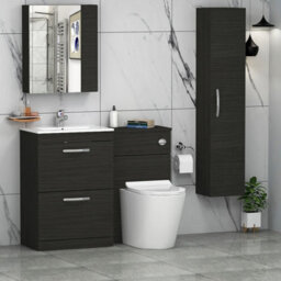 Royal Bathrooms Turin 1100mm Hale Black 2-Drawers Minimalist Basin With Cesar Back To Wall Toilet Pack - thumbnail 3