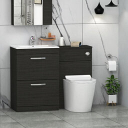 Royal Bathrooms Turin 1100mm Hale Black 2-Drawers Minimalist Basin With Cesar Back To Wall Toilet Pack - thumbnail 1