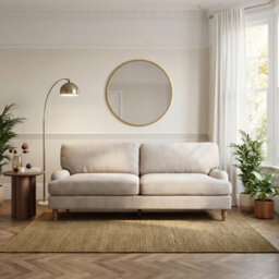 Furniturebox Uk Bernie Beige Chenille Fabric 3 Seater Sofa - thumbnail 3