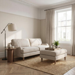 Furniturebox Uk Bernie Beige Chenille Fabric 3 Seater Sofa - thumbnail 7