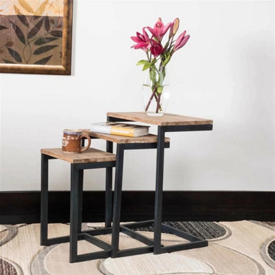 Modern Urban Metal Firewood Nest Of 3 Tables - image 1