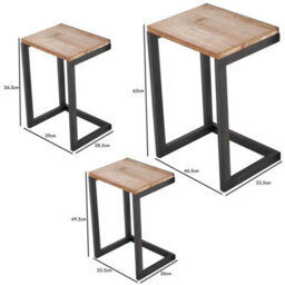 Modern Urban Metal Firewood Nest Of 3 Tables - thumbnail 2