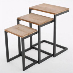 Modern Urban Metal Firewood Nest Of 3 Tables - thumbnail 3