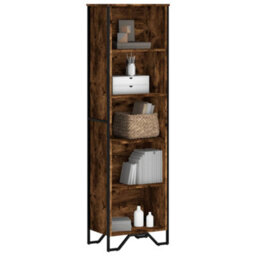 Berkfield Modern Bookcase Smoked Oak 50X31X169 Cm Engineered Wood - thumbnail 2