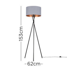 Valuelights Camden Black Tripod Floor Lamp With Beige/gold Shade And Bulb - thumbnail 5