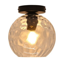 First Choice Lighting Set Of 2 Barnum - Clear Dimple Glass Globe Black Ceiling Lights - thumbnail 3