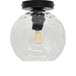 First Choice Lighting Set Of 2 Barnum - Clear Dimple Glass Globe Black Ceiling Lights - thumbnail 2