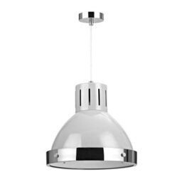 Orsina Grey Bell Shaped Pendant Light, Chrome Trim Ceiling Light Fixture, Assembled Modern Lighting For Bedroom