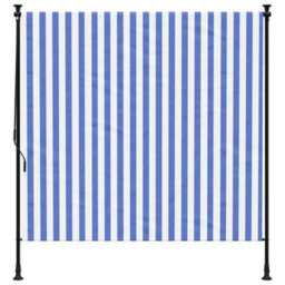 Berkfield Outdoor Roller Blind Blue And White 200X270 Cm Fabric&steel - thumbnail 3