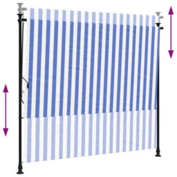 Berkfield Outdoor Roller Blind Blue And White 200X270 Cm Fabric&steel - thumbnail 6