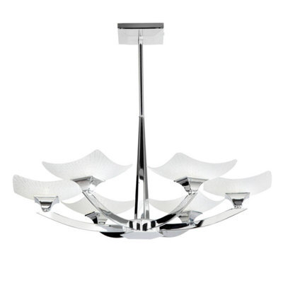 Luminosa Lighting Luminosa Ayres 6 Light Semi Flush Multi Arm Ceiling Light Chrome, Savon Effect Glass, G9