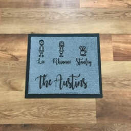 One of a Kind Design UK One Of Kind Uk Personalised Family Doormat 100% Nylon, Stick Figure Design With Surname, Non-Slip Rubber, 8mm Pile, Machine Wash - thumbnail 4