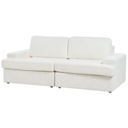 Beliani Bouclé Comfort White 4-Seater Sofa Set With Matching Armchair, L208 X D112 X H86Cm - thumbnail 5