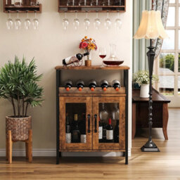 Vintage Wine Cabinet W/ Glass Holder & Wine Rack - thumbnail 4