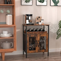Vintage Wine Cabinet W/ Glass Holder & Wine Rack - thumbnail 1