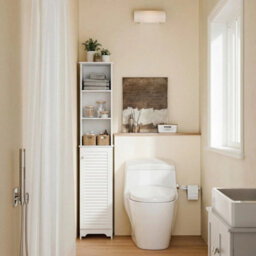 165Cm Freestanding Slimline Bathroom Storage Cabinet W/ 6 Shelves White - thumbnail 6