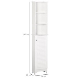 165Cm Freestanding Slimline Bathroom Storage Cabinet W/ 6 Shelves White - thumbnail 2