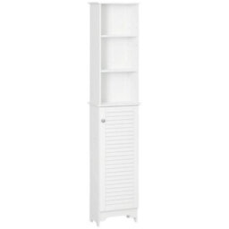 165Cm Freestanding Slimline Bathroom Storage Cabinet W/ 6 Shelves White - thumbnail 1