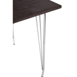 Orsina Versatile Chrome Metal And Elm Wood Table, Large Square Table, Sturdy Outdoor Dining Table For Lawn, Patio - thumbnail 5