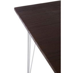 Orsina Versatile Chrome Metal And Elm Wood Table, Large Square Table, Sturdy Outdoor Dining Table For Lawn, Patio - thumbnail 4